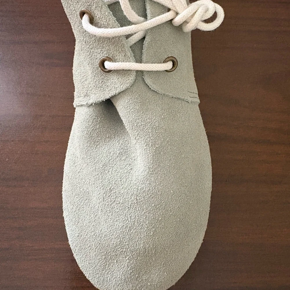 pf Flyers Kids Suede Lace-Up Dress Shoes in Light Sage